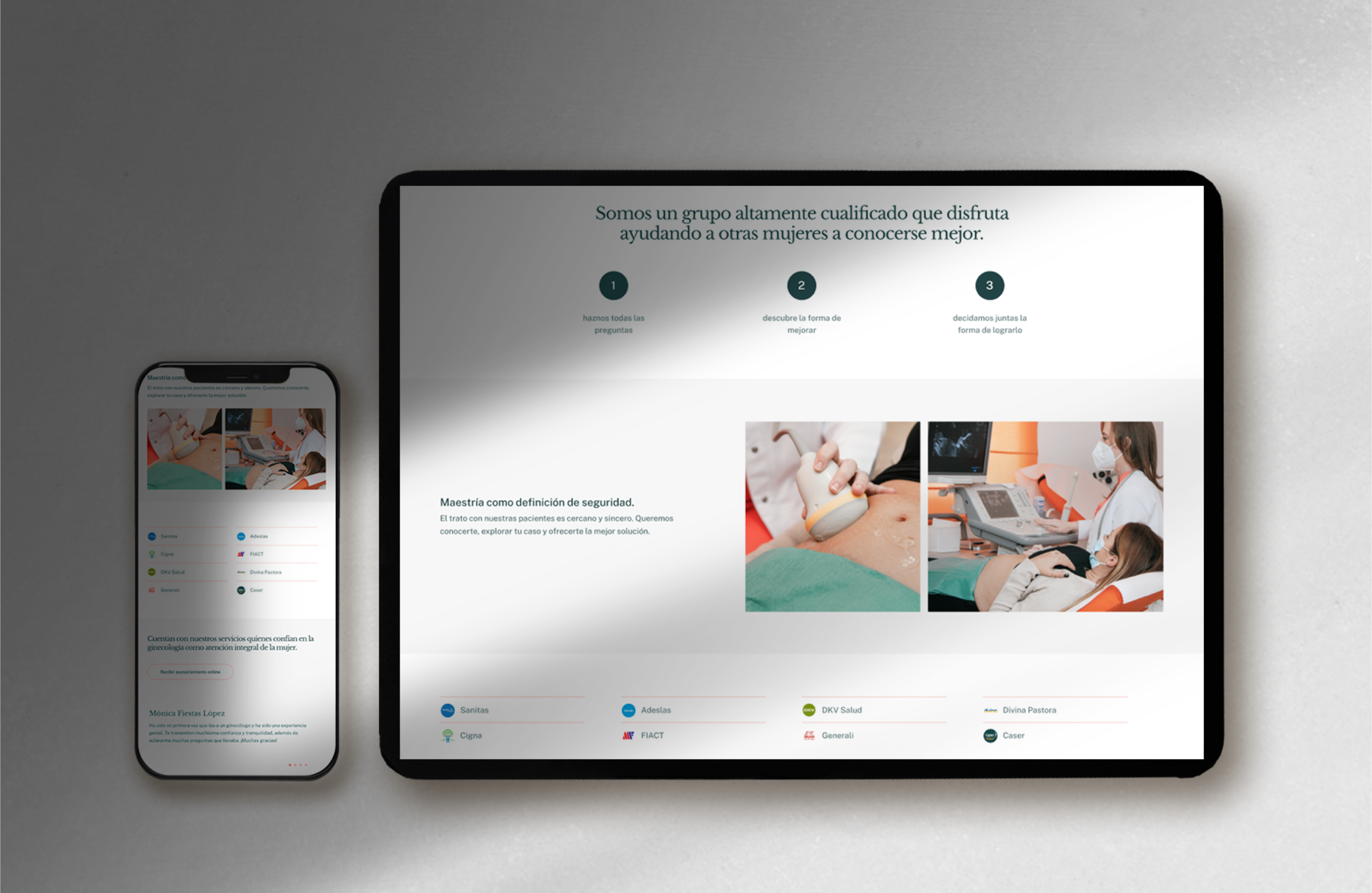 Screenshot of the homepage of Ginevida where a mobile view and a desktop view are shown one next to another